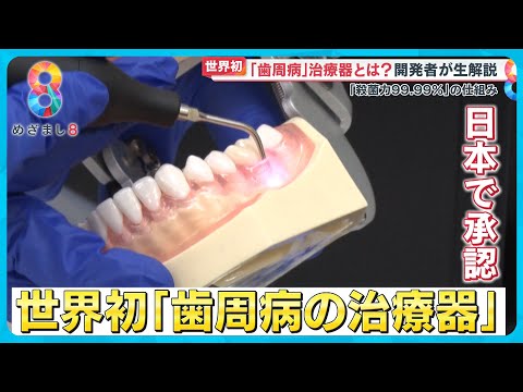 【世界初】歯周病治療器が日本で初承認 99.99％菌が死滅する？ 開発者が解説【めざまし８ニュース】